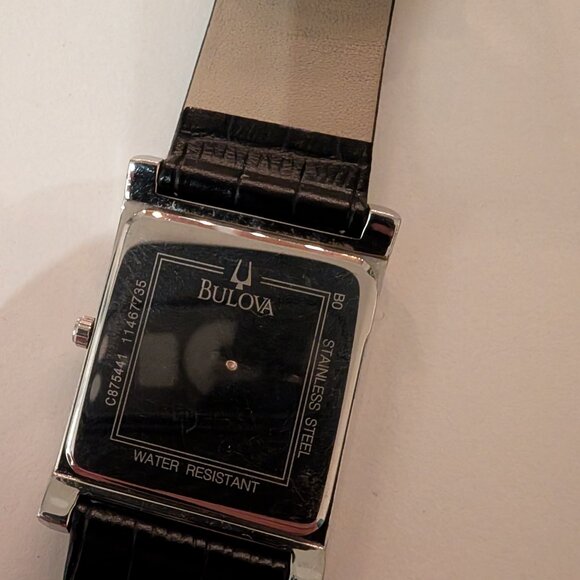 Bulova Silver and Black Rectangular Watch - Picture 5 of 6